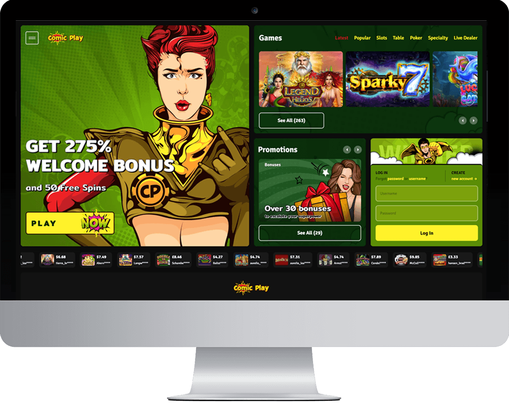 Comic Play Casino on desktop