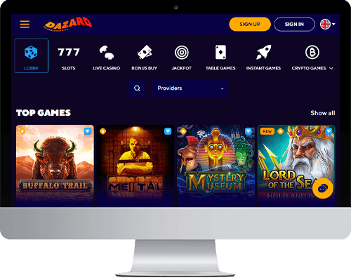Dazard Casino on desktop