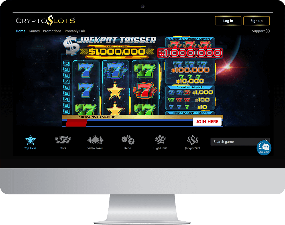 Cryptoslots Casino on desktop